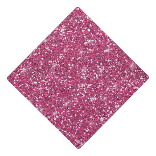 Hot Pink Glitter Printed Graduation Cap Topper