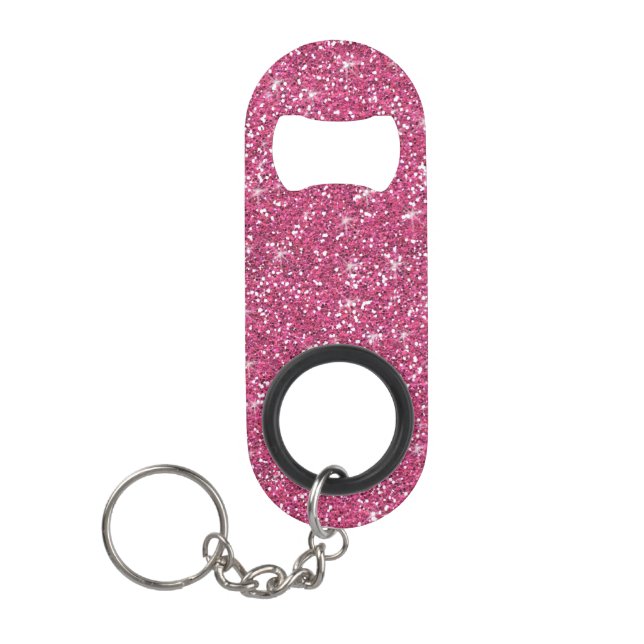 Hot Pink Glitter Printed Mini Bottle Opener (Front)