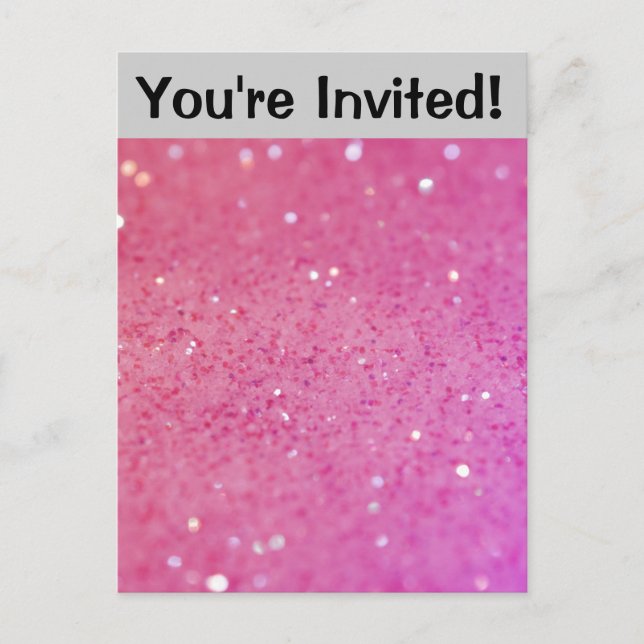Hot Pink Glitter - Shiny, Sparkles Invitation Postcard (Front)