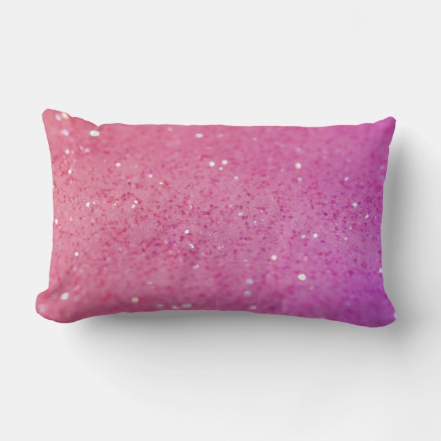 Hot Pink Glitter - Shiny, Sparkles Lumbar Pillow (Front)