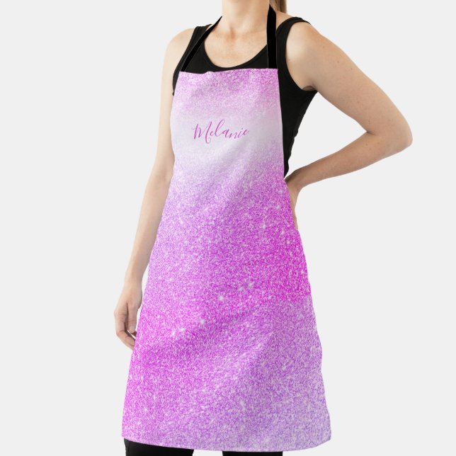 Hot Pink Glitter Sparkle Glam Personalized Apron (Insitu)