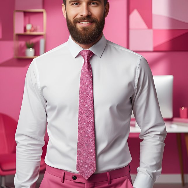 Hot Pink Glitter Sparkles Neck Tie (Creator Uploaded)