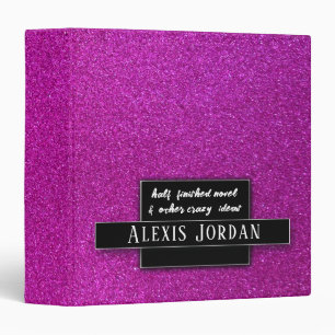 Hot Pink Glitter Sparkles Recipe Book Photo Album Binder