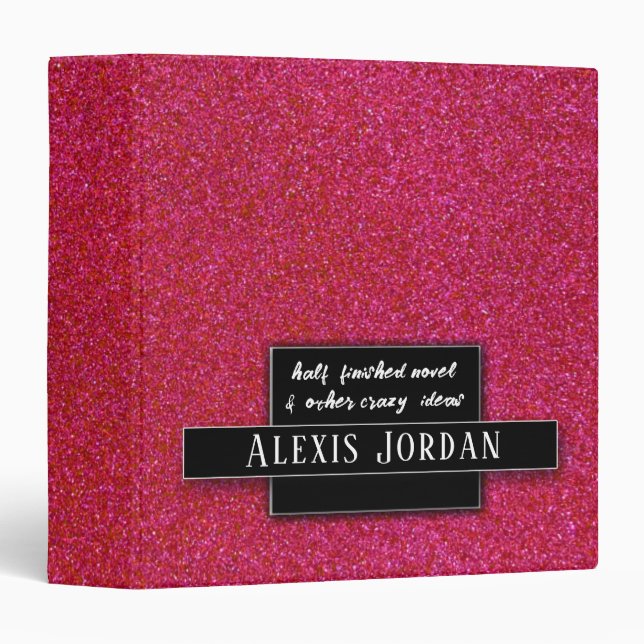Hot Pink Glitter Sparkles Recipe Book Photo Album Binder (Front/Spine)