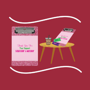 Hot Pink Glitter Thank You for Scratch Offs Mini C Clipboard