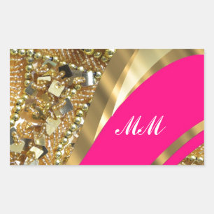 Hot pink & gold bling sticker