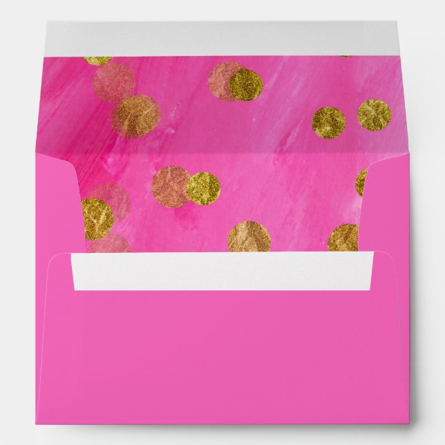 Hot Pink Gold Confetti Glitter Envelope (Back (Bottom))