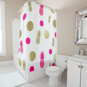 Hot Pink & Gold Dots & Pineapples Fun Summer Chic