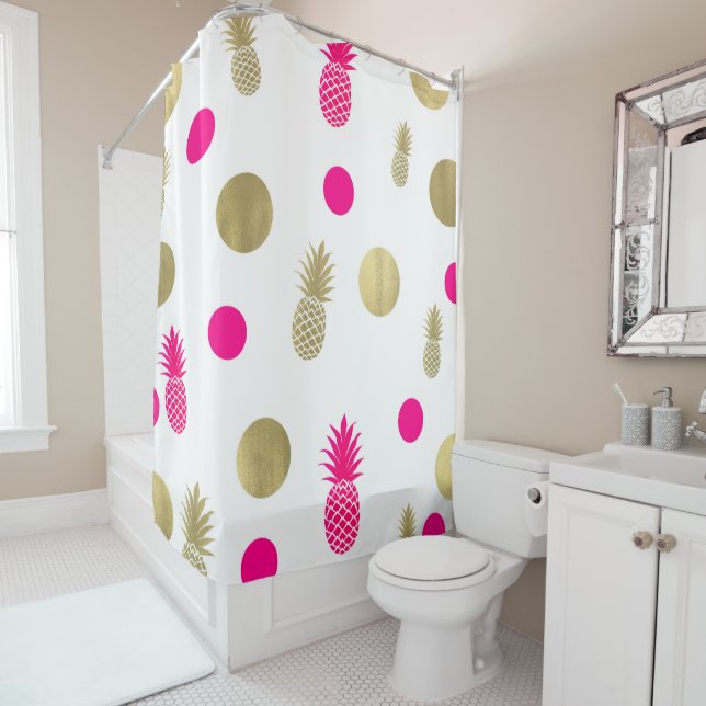 Hot Pink & Gold Dots & Pineapples Fun Summer Chic (In Situ)