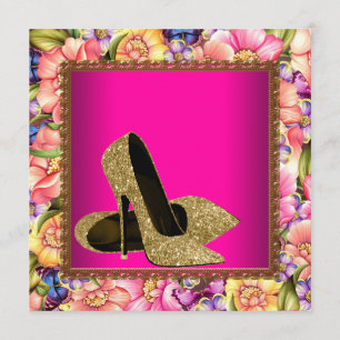 Hot Pink Gold Glitter High Heels Party Template