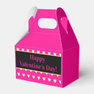 Hot Pink Gold Heart Valentine's Day Party Favor Box