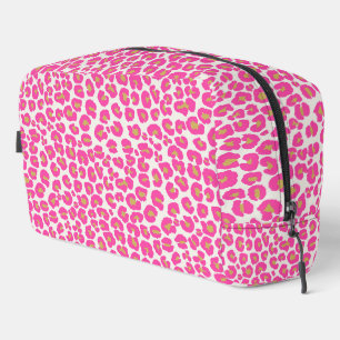 Hot Pink Gold Leopard Pattern Dopp Kit