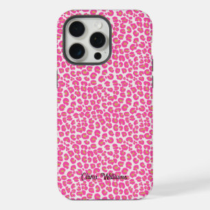 Hot Pink Gold Leopard Pattern iPhone 15 Pro Max Case