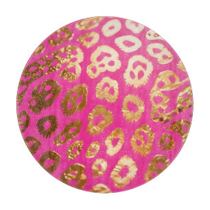 Hot Pink Gold Leopard Print Glam Cutting Board