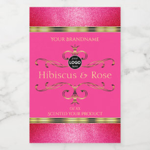 Hot Pink Gold Product Label Glitter Borders Logo