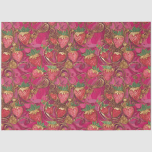 Hot Pink Gold Strawberry Vine Pattern Tissue Paper