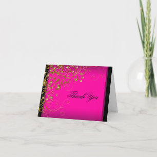 Hot Pink Gold Thank You Cards