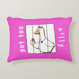 Hot Pink Got too Silly Funny Goose Accent Pillow