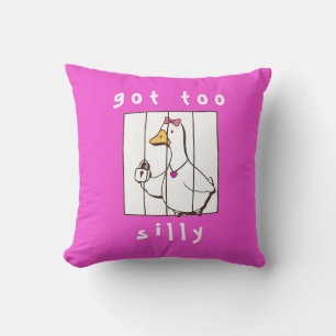 Hot Pink Got too Silly Funny Goose Throw Pillow