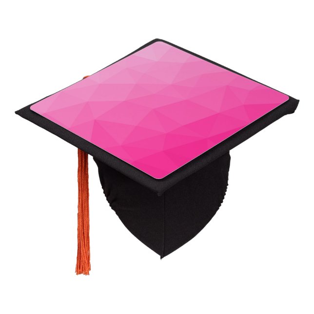 Hot pink Gradient Geometric Mesh Pattern Graduation Cap Topper (Angled)