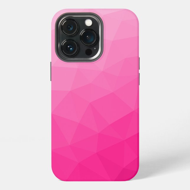 Hot pink Gradient Geometric Mesh Pattern iPhone Case (Back)