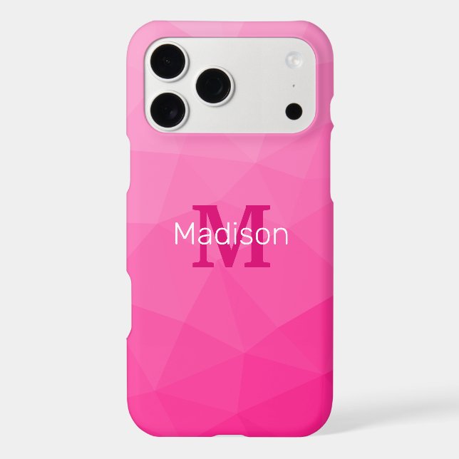 Hot pink Gradient Geometric Mesh Pattern Monogram (Back)
