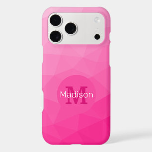 Hot pink Gradient Geometric Mesh Pattern Monogram