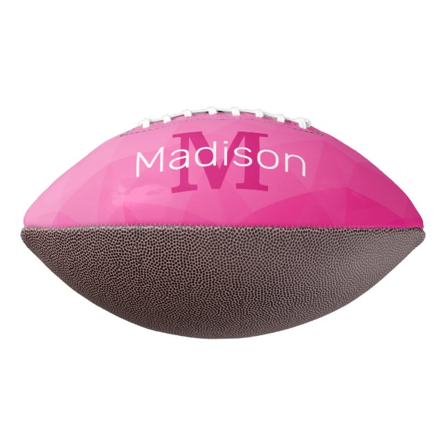 Hot pink Gradient Geometric Mesh Pattern Monogram Football (Rotated 270)