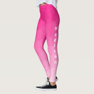 Hot pink Gradient Geometric Mesh Pattern Monogram Leggings