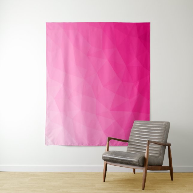 Hot pink Gradient Geometric Mesh Pattern Tapestry (In Situ)