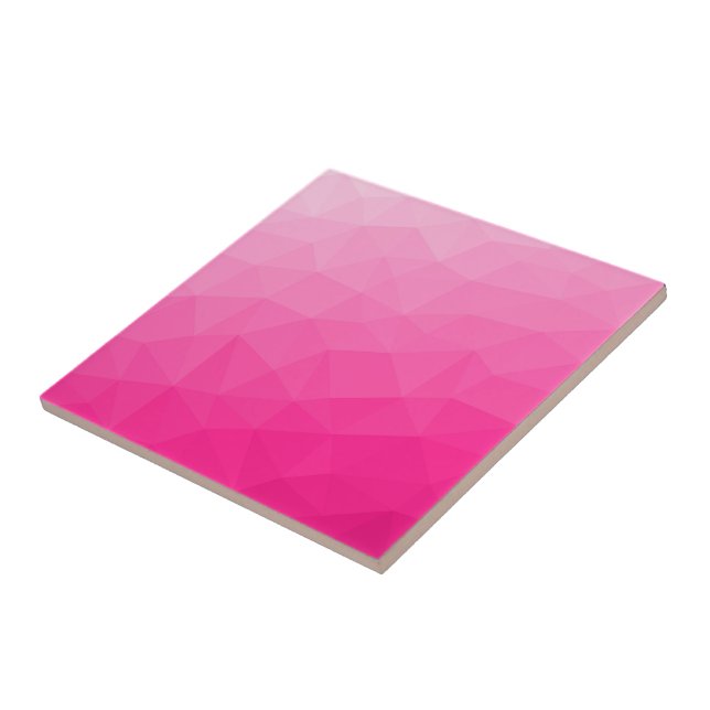 Hot pink Gradient Geometric Mesh Pattern Tile (Side)