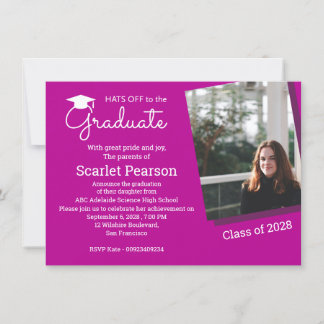 Hot Pink Graduation Party Celebration Invitation