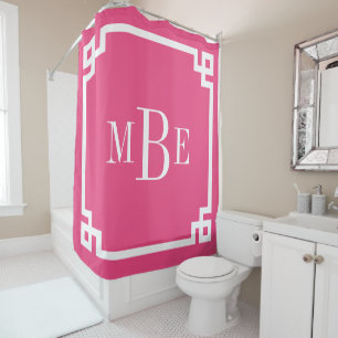 Hot Pink Greek Key Border Monogram