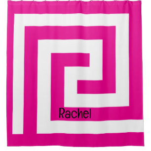 Hot Pink Greek Key Monogram Name Colorful Girly