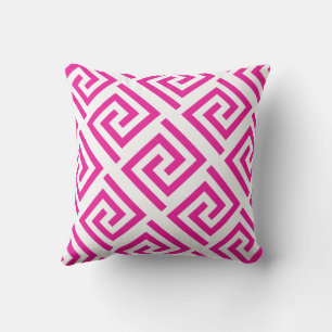 Hot Pink Greek Key Patterns Abstract Gift Favour Outdoor Pillow