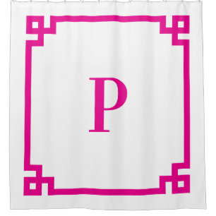 Hot Pink Greek Key Simple Monogram