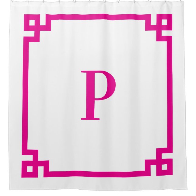 Hot Pink Greek Key Simple Monogram (Front)