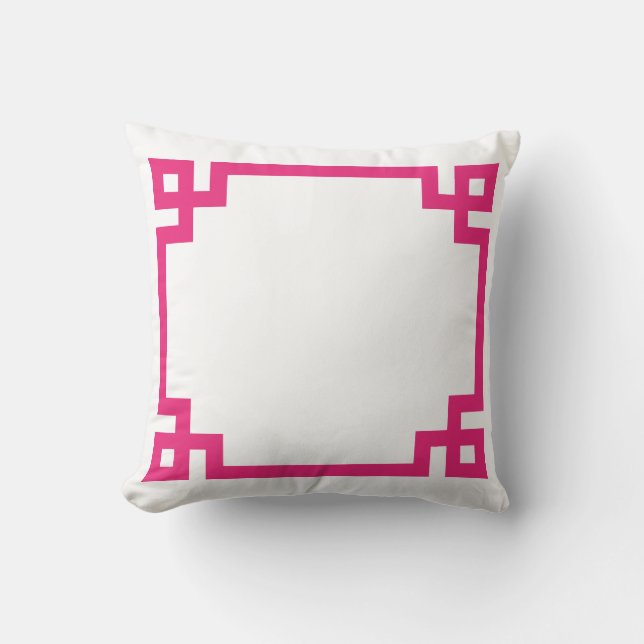 Hot Pink Greek Key Throw Pillow (Front)