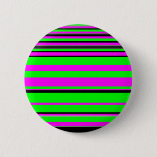 Hot Pink Green Black Colourful Stripe Pattern 2 Inch Round Button
