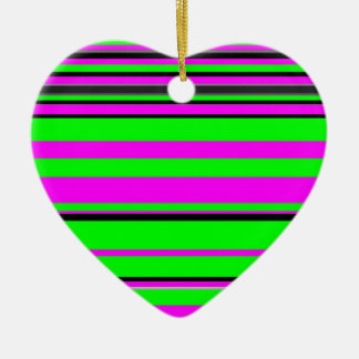 Hot Pink Green Black Colourful Stripe Pattern Ceramic Ornament