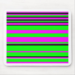Hot Pink Green Black Colourful Stripe Pattern Mouse Pad