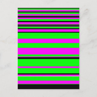 Hot Pink Green Black Colourful Stripe Pattern Postcard