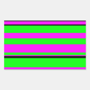 Hot Pink Green Black Colourful Stripe Pattern Sticker