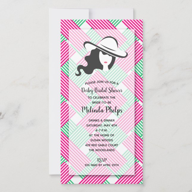 Hot Pink & Green Derby Bridal Shower Invites (Front)