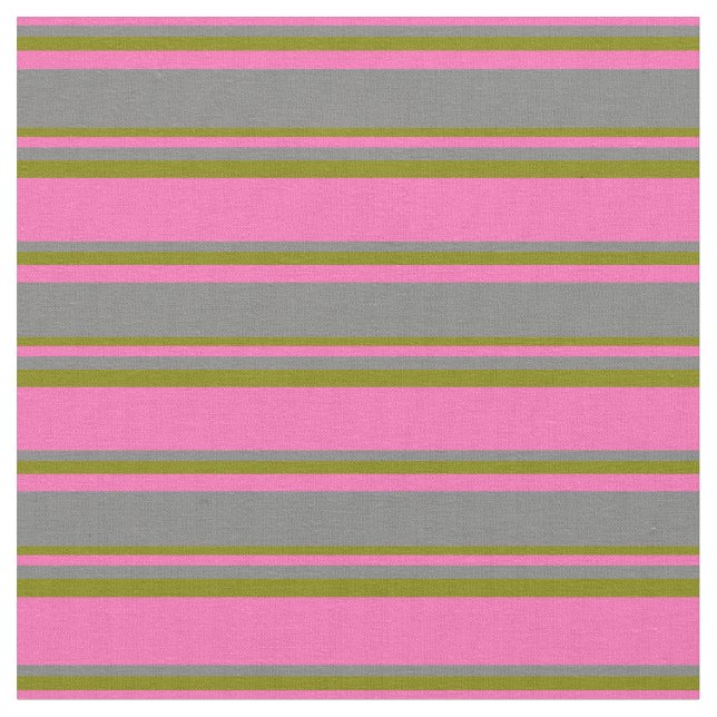 Hot Pink, Grey & Green Pattern Fabric (Close Up)