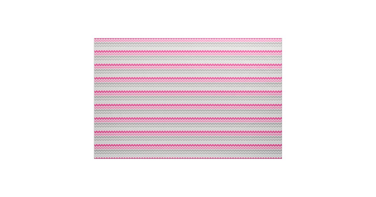 Hot Pink Grey Grey Ombre Chevron Zigzag Pattern Fabric