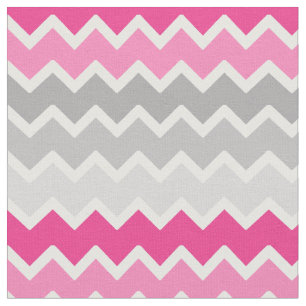 Hot Pink Grey Grey Ombre Chevron Zigzag Pattern Fabric