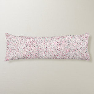 Hot Pink, Grey, & White Hearts, Splatter Paint Body Pillow