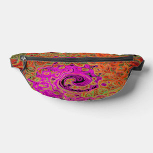 Hot Pink Groovy Abstract Retro Liquid Swirl Fanny Pack