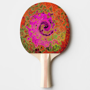 Hot Pink Groovy Abstract Retro Liquid Swirl Ping Pong Paddle